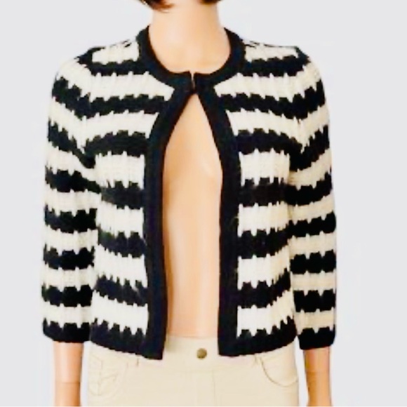 INC International Concepts Black and Cream Striped Cardigan - Picture 4 of 4